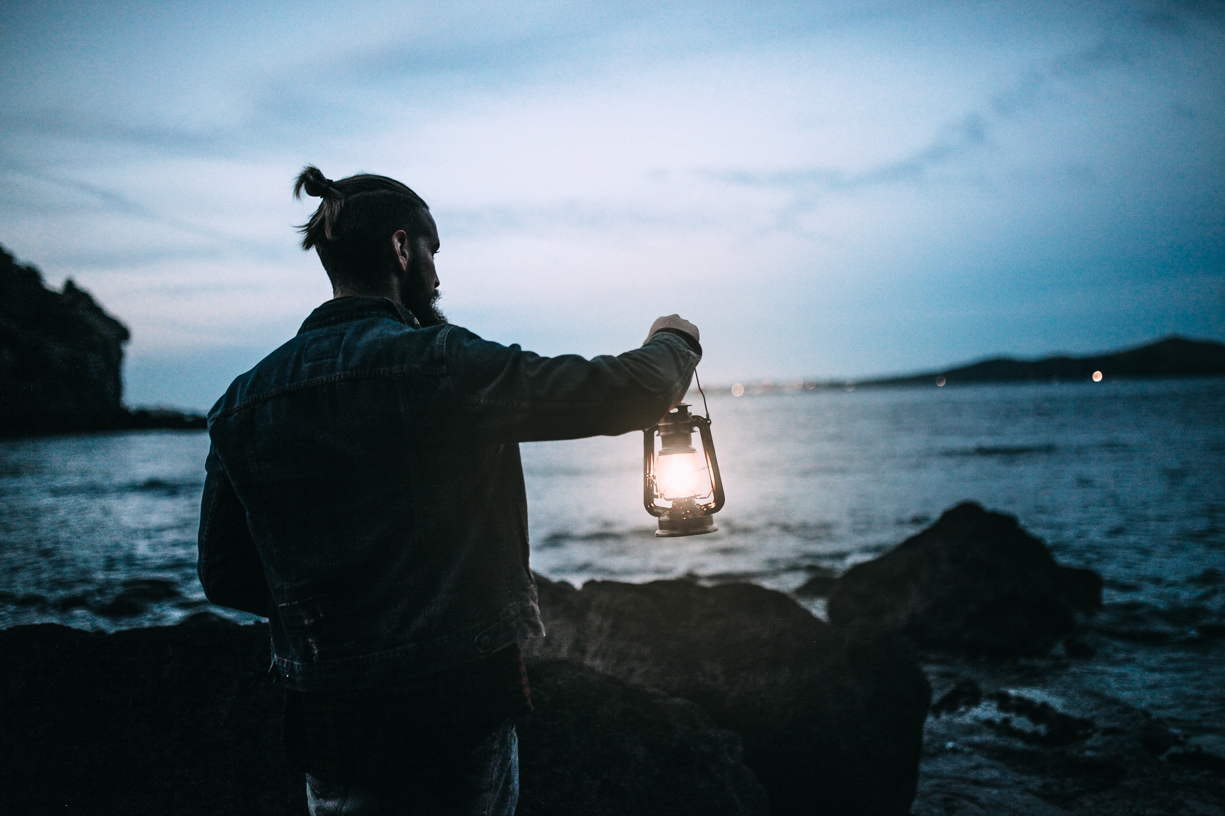 man with lantern